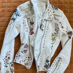 BLANK NYC embroidered leather jacket